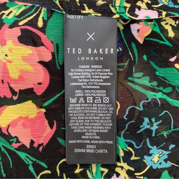 Ted Baker Carita Multi-Colour Floral Ruffle Sleeve Blouse, Size 12 - Picture 13 of 16